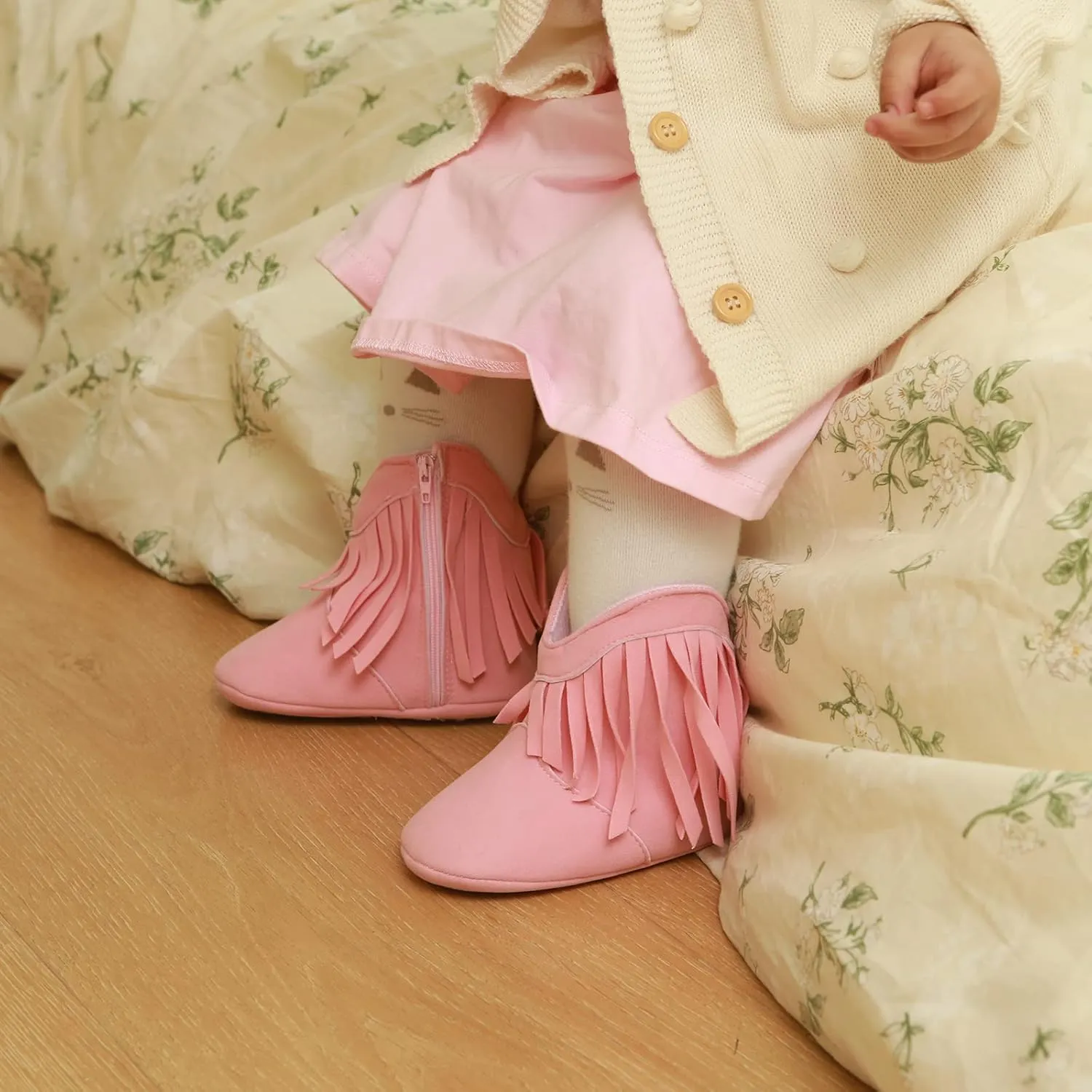 ESTAMICO Baby Girls' Cowboy Tassel Boots