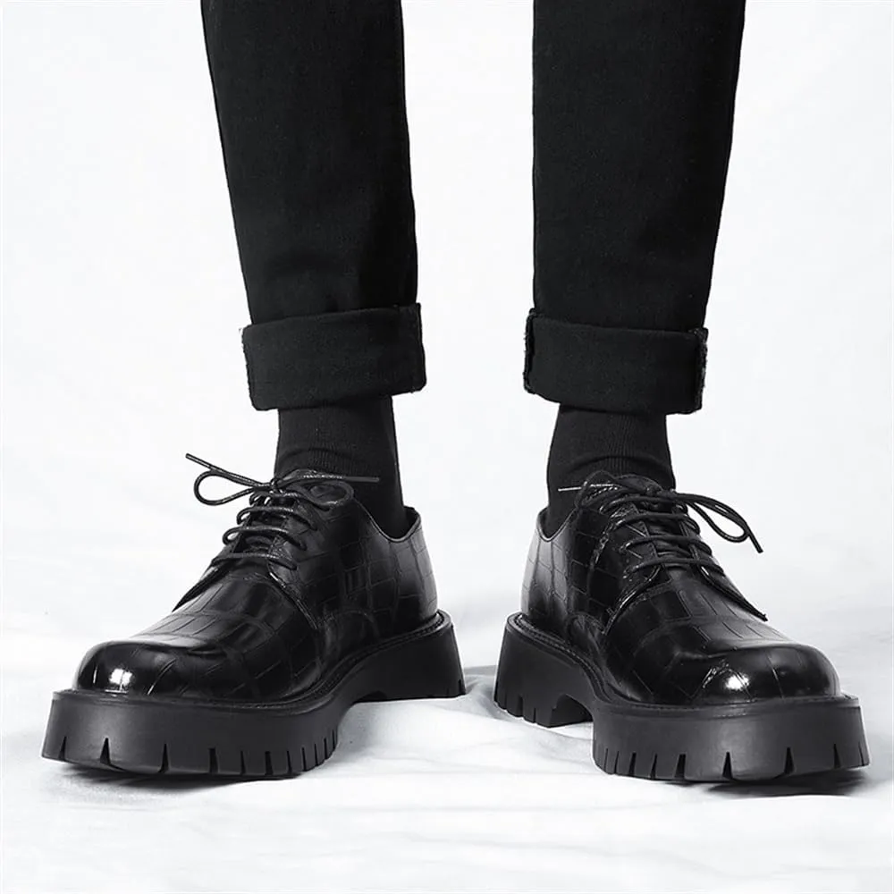 Formal Dress Shoes for Mens Lace-up Men Lace Up Oxford Shoes Casual Patent Leather Shoes Fashion Thick Bottom Business Comfy British Style Runway Show