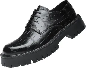 Formal Dress Shoes for Mens Lace-up Men Lace Up Oxford Shoes Casual Patent Leather Shoes Fashion Thick Bottom Business Comfy British Style Runway Show