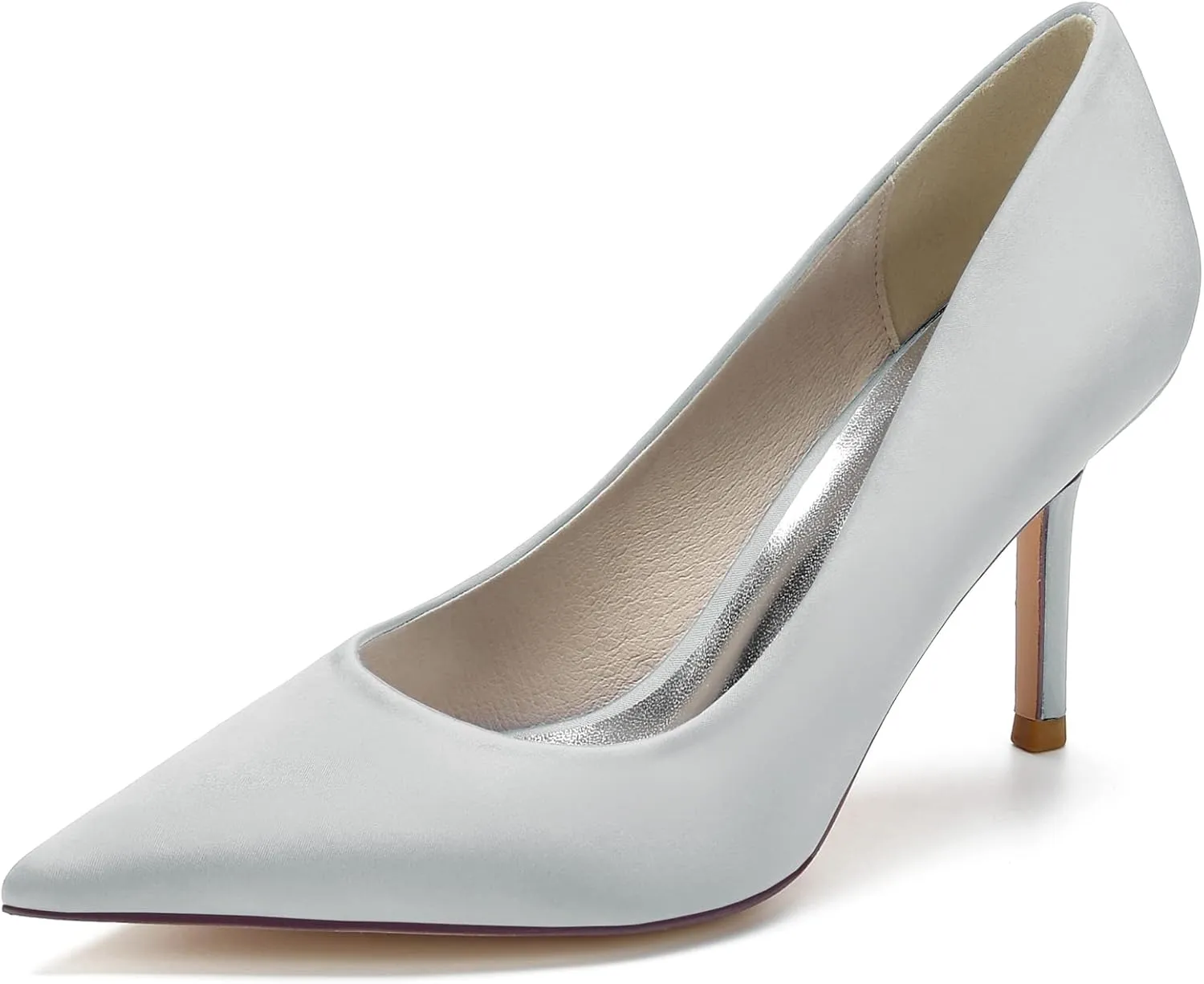 FufoneUS Wedding Bridal Shoes Women's Stiletto High Heel Dress Pumps Pointed Toe Evening Party Shoes,Silver,5