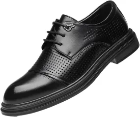 Men Breathable Hollow Black Dress Shoes Loafers Men's Microfiber Leather Whole Cut Oxfords Shoes Fashion Dress Formal Tuxedo Shoes