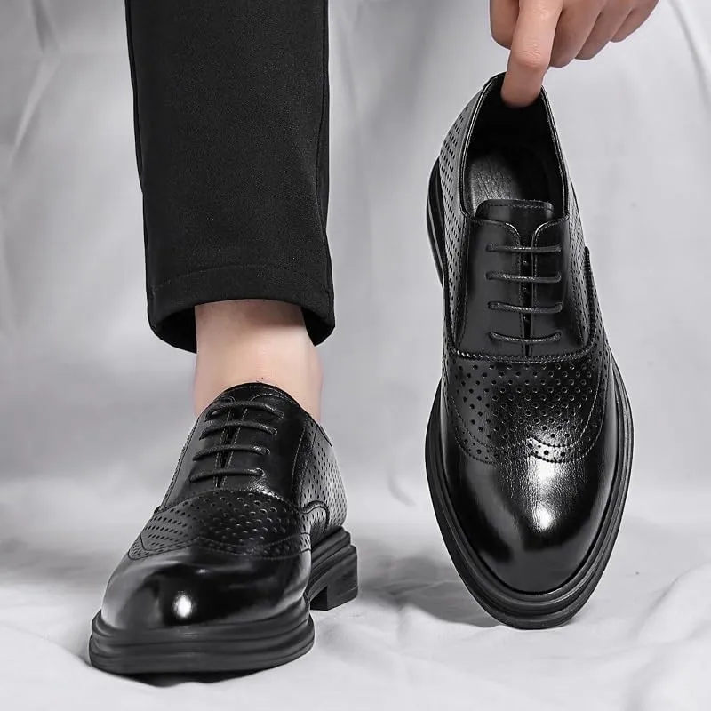 Men's Classic Formal Dress Shoes Men Breathable Casual Oxford Shoes Mens Lace-up Pointed Toe Tuxedo Shoes