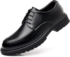 Men's Genuine Leather Platform Oxfords Shoes Fashion Classic Lace Up Dress Shoes Non Slip Casual Business Brogue