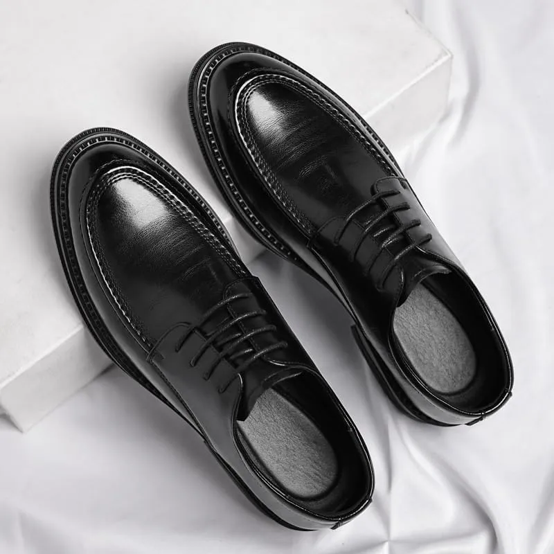 Men's Lace-Up Dress Shoes Men Classic Pointed Toe Tuxedo Oxford Shoes Mens Wedding Business Office Derby Shoes(Black,7)
