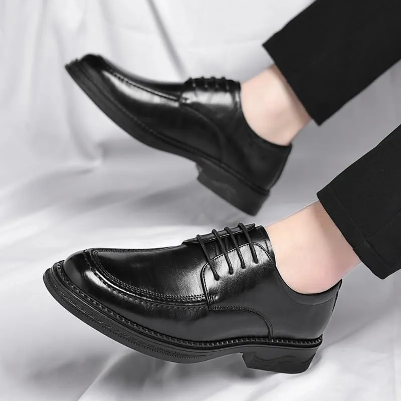 Men's Lace-Up Dress Shoes Men Classic Pointed Toe Tuxedo Oxford Shoes Mens Wedding Business Office Derby Shoes(Black,7)