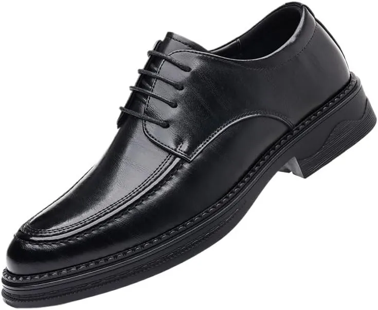 Men's Lace-Up Dress Shoes Men Classic Pointed Toe Tuxedo Oxford Shoes Mens Wedding Business Office Derby Shoes(Black,7)
