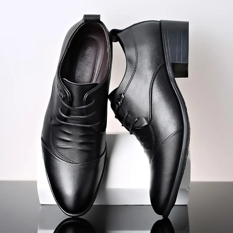 Men's Modern Derby Business Shoes - Genuine Leather Upper with Air-Cushioned Sole for Conference Meetings, Office Parties & Formal Occasions