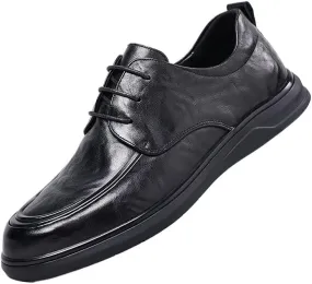 Mens Oxfords Shoes Fashion Casual Derby Shoe Men Genuine Leather Platform Lace-Up Dress Shoes