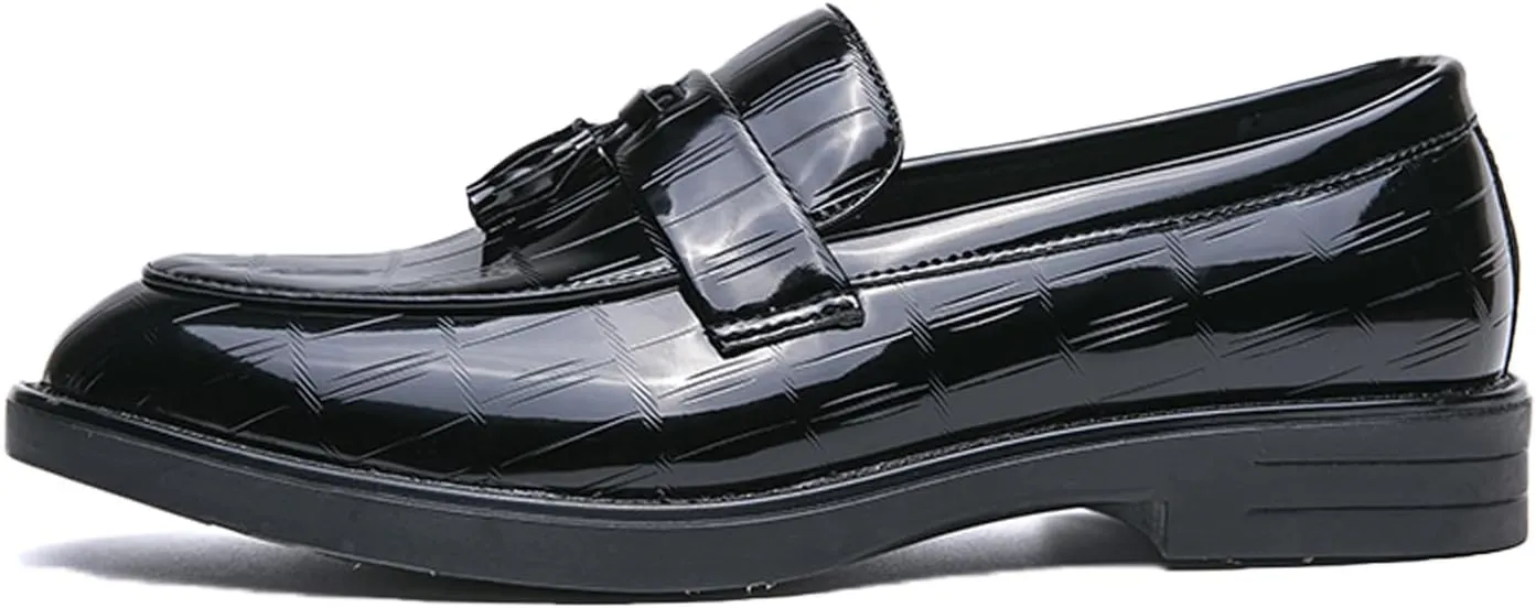 Men's Patent Tassel Slip on Dress Penny Loafer Shoes Comfortable Round Toe Classic Business Work Oxford Shoes for Party Prom Wedding