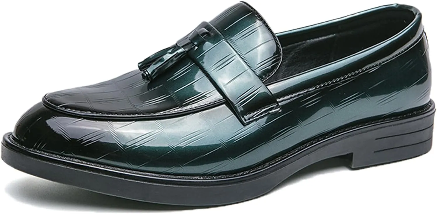 Men's Patent Tassel Slip on Dress Penny Loafer Shoes Comfortable Round Toe Classic Business Work Oxford Shoes for Party Prom Wedding