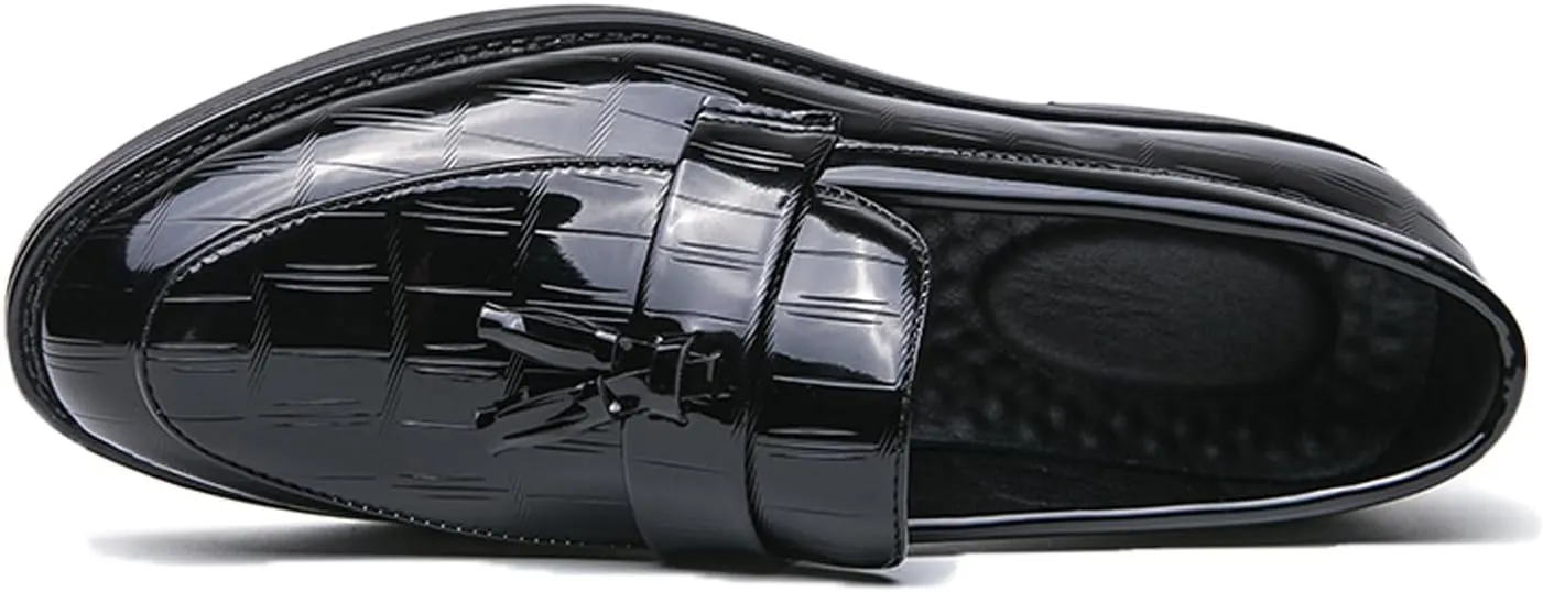 Men's Patent Tassel Slip on Dress Penny Loafer Shoes Comfortable Round Toe Classic Business Work Oxford Shoes for Party Prom Wedding