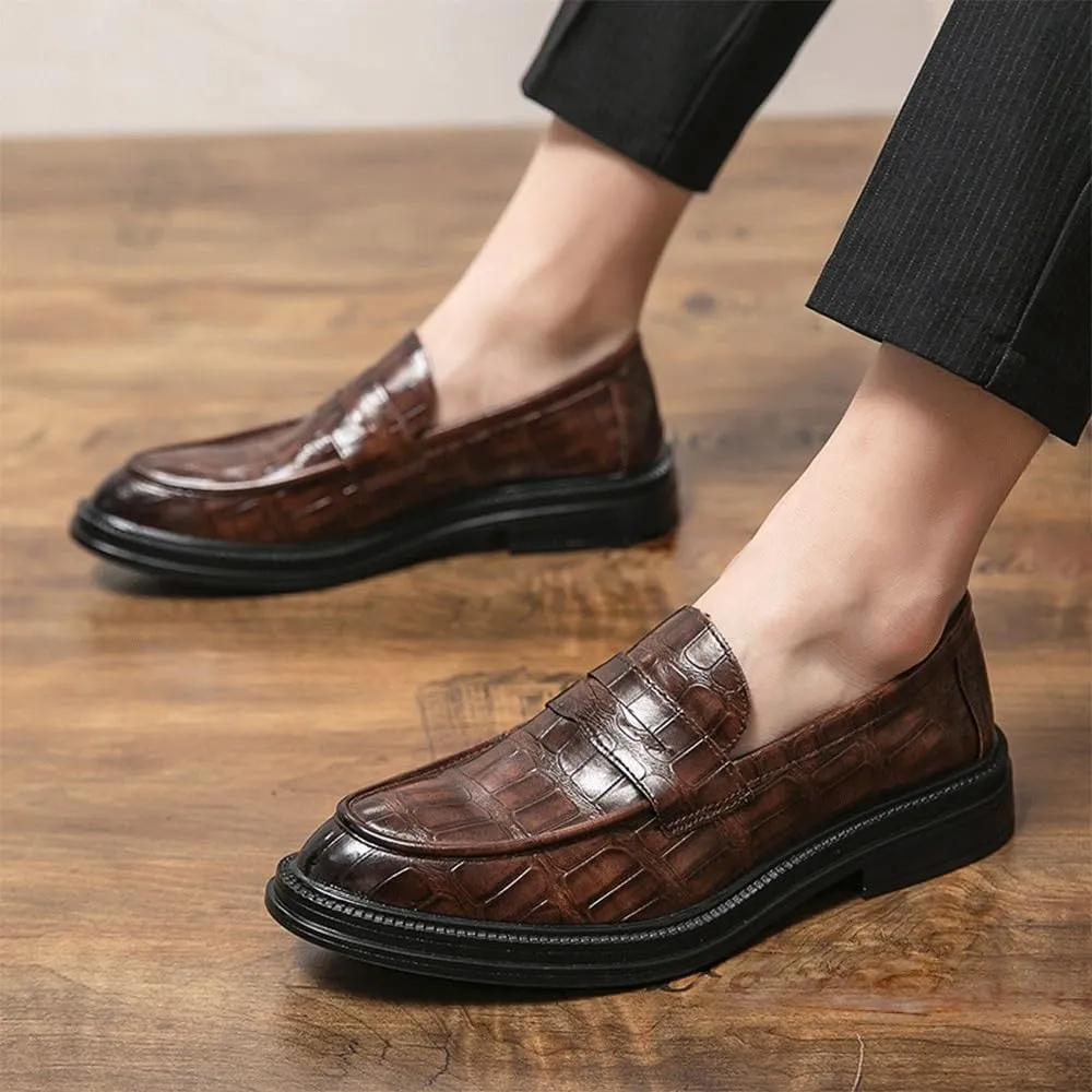 Men's Slip-On Dress Business Shoe Men Party Wedding Oxfords Leather Shoes Men Patent Leather Fashion Retro Half Brogue