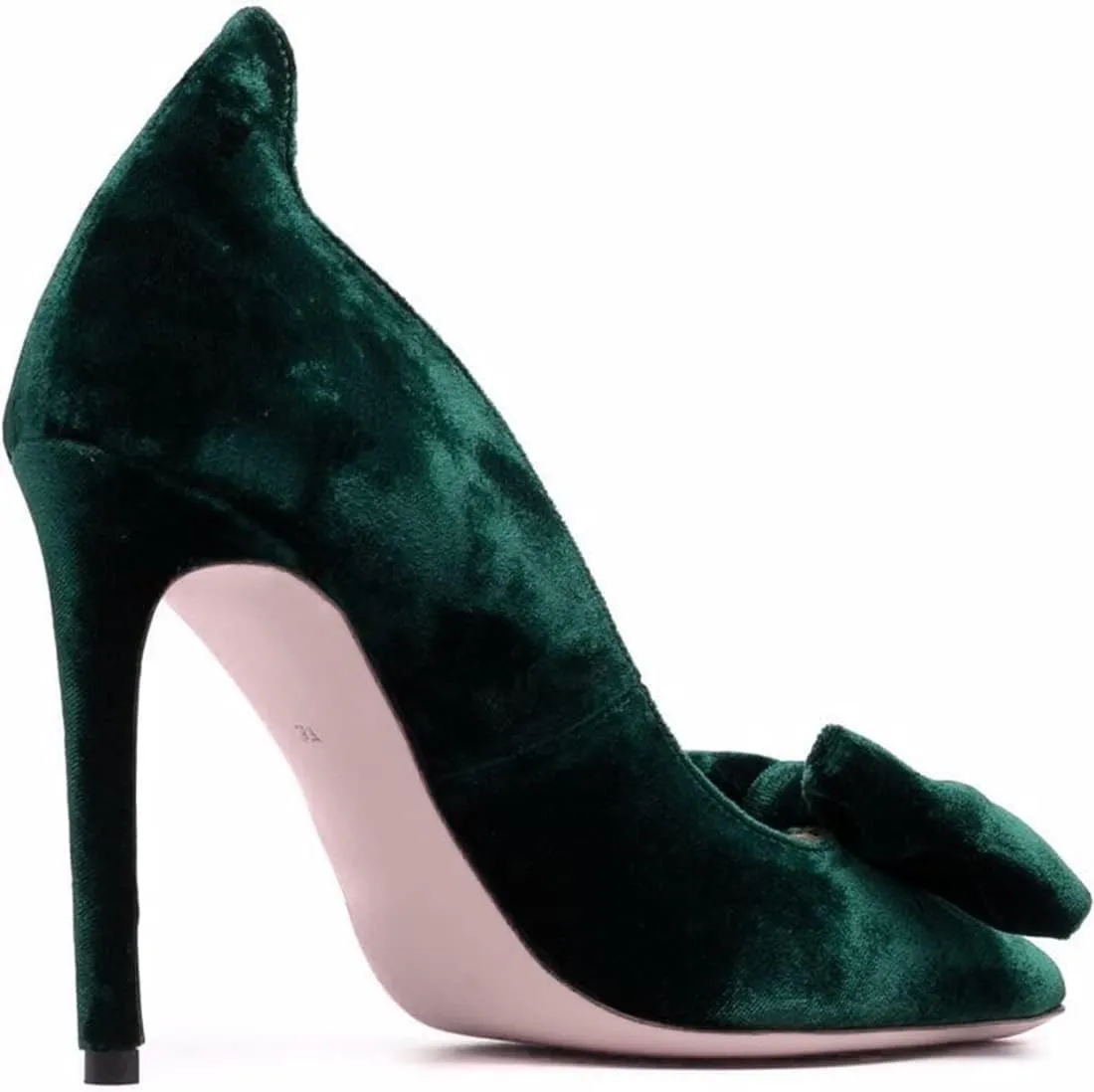 MOOMMO Women Velvet High Heels Pumps with Bows Sexy Pointed Toe Slip On Suede Pump 4 Inch Stilettos Heels Dress Shoes Cut-Out Ladies Bridal Wedding Party Evening Shoes Vintage Office Winter 4-11 M US