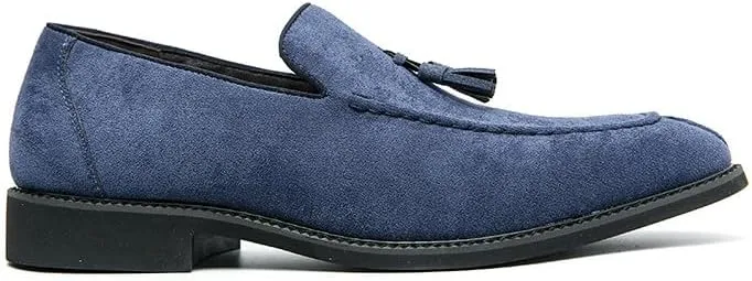 Santimon Mens Dress Shoes Tassels Suede Formal Loafers for Men Vintage Slip-on Loafer Smoking Slipper Casual Shoes
