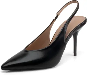 Stiletto Slingback High Heels Pointed Toe Slip On Sandals Stretch Strap Closed Toe Kitten Heels Pumps for Office Wedding Size 6-10
