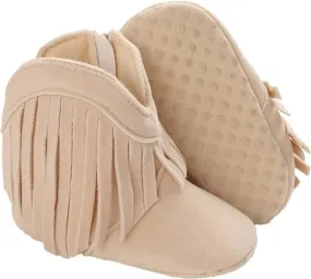 WILLFUN Baby Girls Boots with Tassels Infants Soft Sole Shoes Toddler Zipper Short Bootie