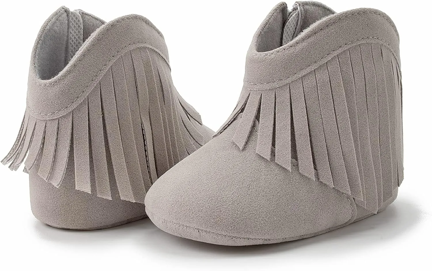 WILLFUN Baby Girls Boots with Tassels Infants Soft Sole Shoes Toddler Zipper Short Bootie