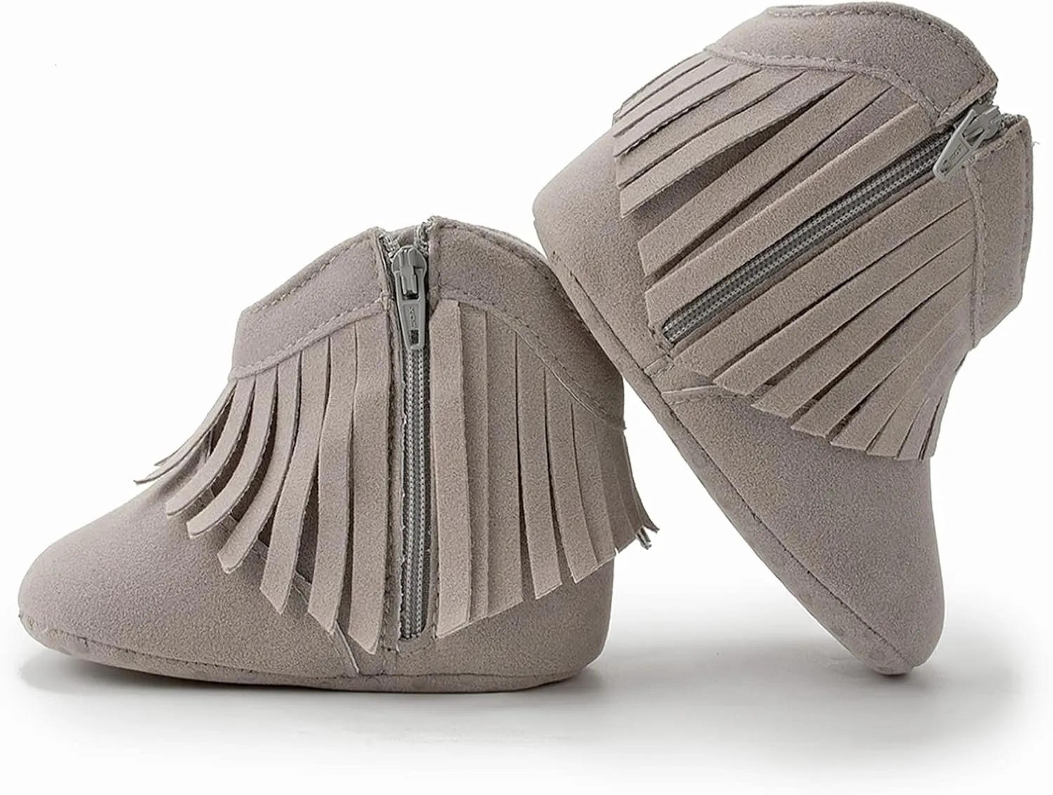 WILLFUN Baby Girls Boots with Tassels Infants Soft Sole Shoes Toddler Zipper Short Bootie