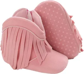 WILLFUN Baby Girls Boots with Tassels Infants Soft Sole Shoes Toddler Zipper Short Bootie