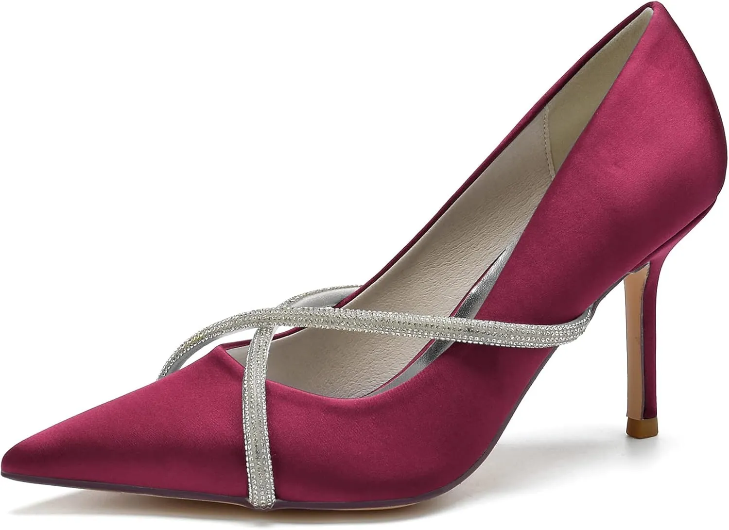 Women's Classic Closed Pointed Toe Stiletto High Heels Pumps Shoes for Party Evening Wedding,Burgundy,10