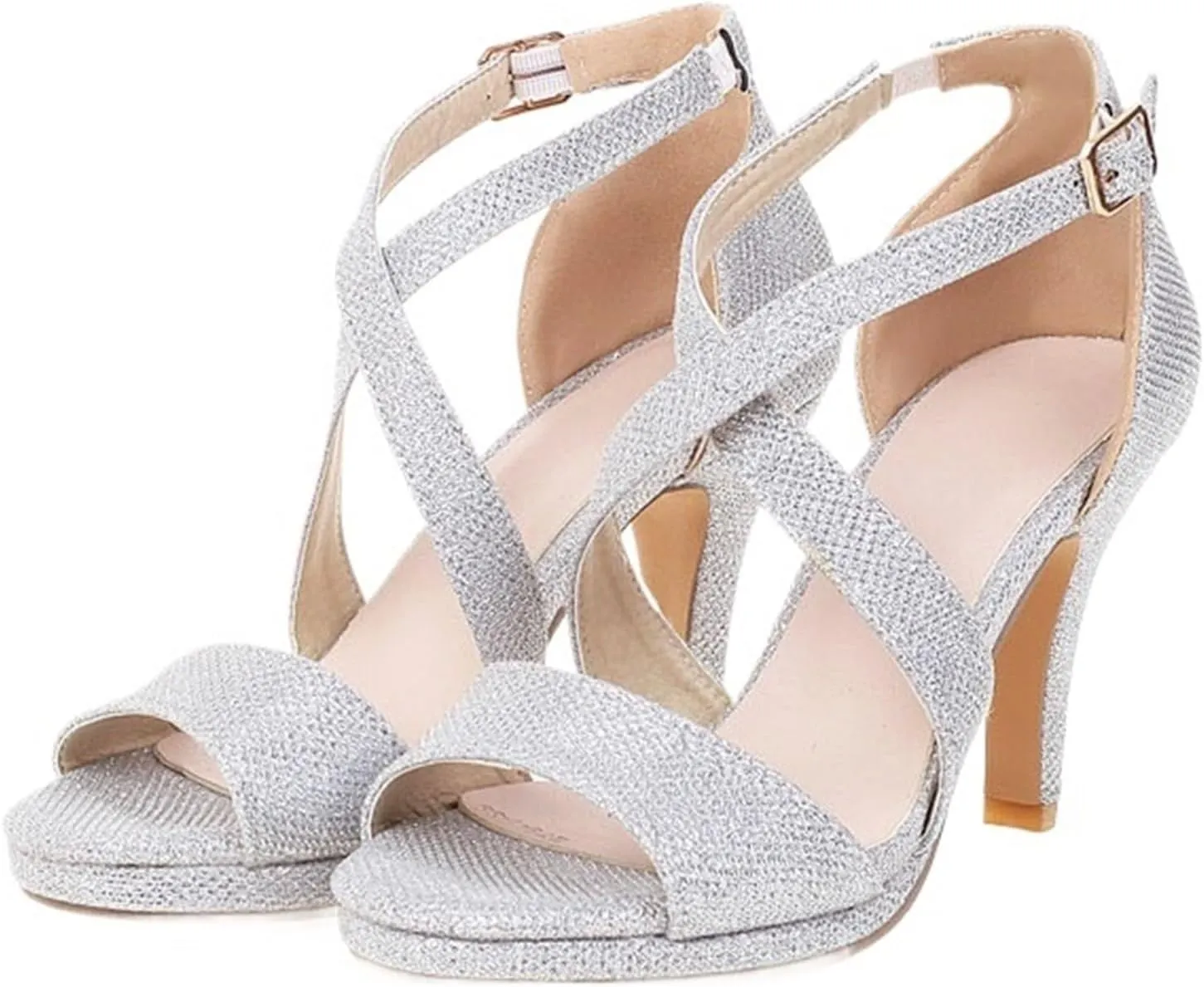 Women's Strappy Open Toe Stiletto Heeled Sandals Cross Summer Dress Wedding Party Shoes
