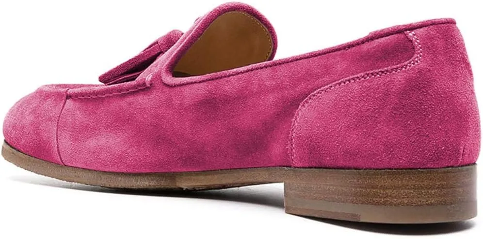 YDN Women Casual Low Heel Loafers Round Toe Slip On Tassels Flats Comfort Shoes for Women Size 4-15 US