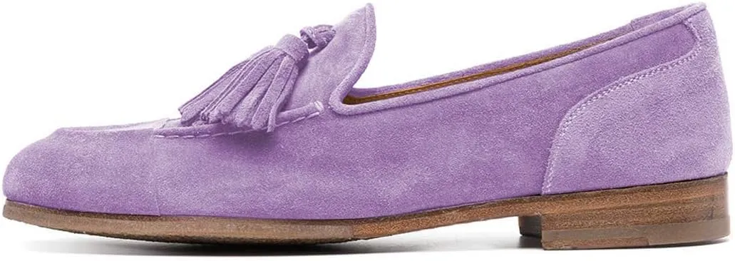 YDN Women Casual Low Heel Loafers Round Toe Slip On Tassels Flats Comfort Shoes for Women Size 4-15 US
