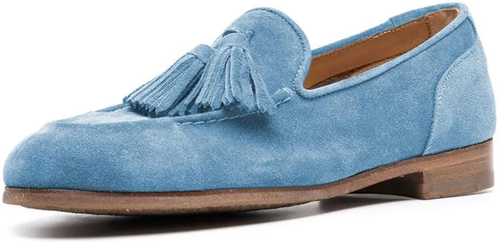 YDN Women Casual Low Heel Loafers Round Toe Slip On Tassels Flats Comfort Shoes for Women Size 4-15 US