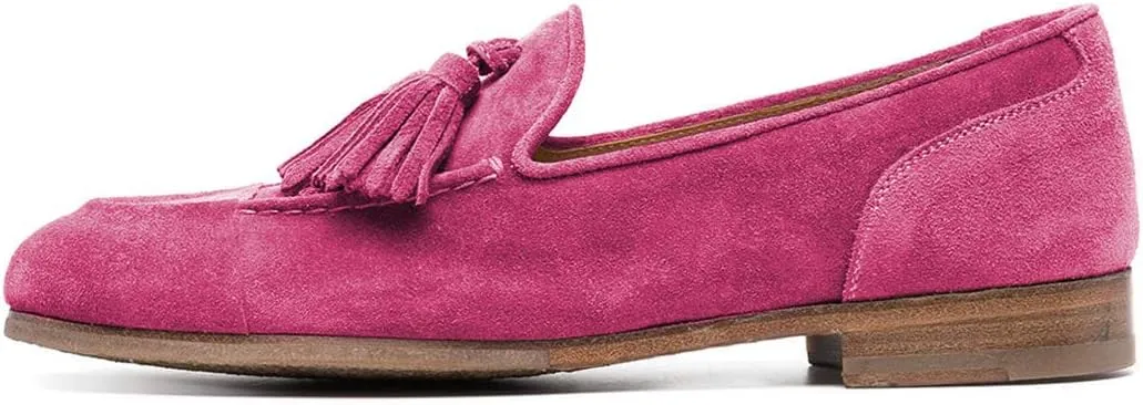 YDN Women Casual Low Heel Loafers Round Toe Slip On Tassels Flats Comfort Shoes for Women Size 4-15 US